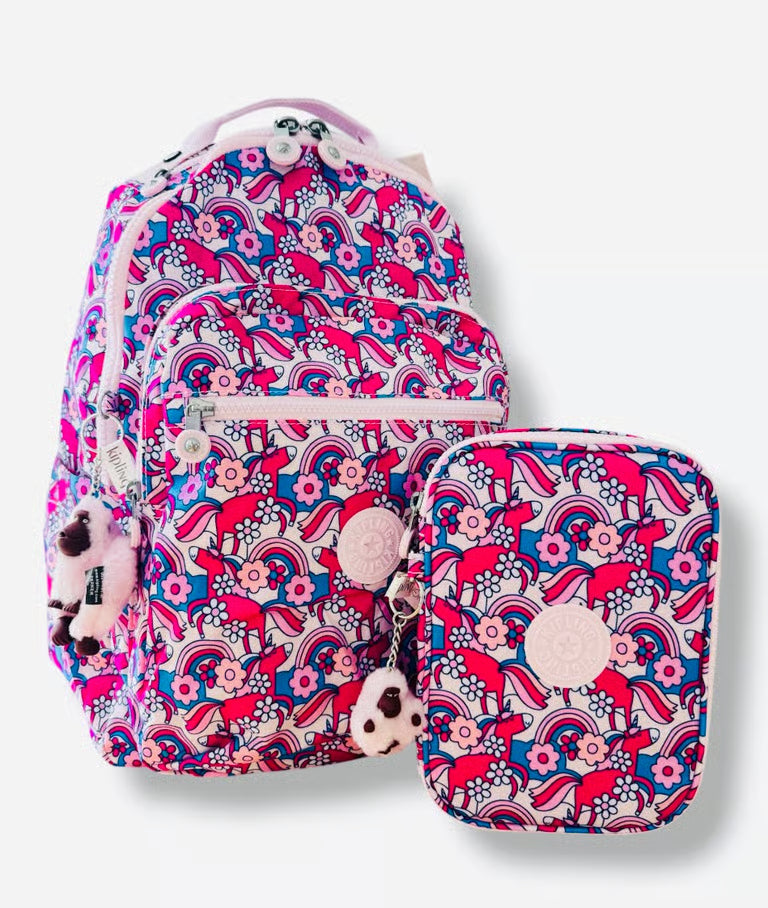 Mochila escolar 15 polegadas e estojo para 100 lapis